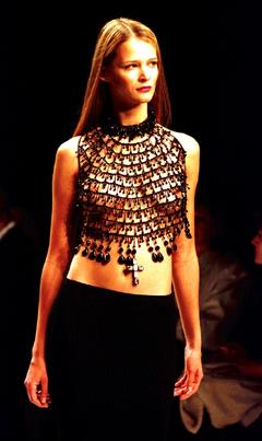 Carmen Cass braless in see through top runway photo