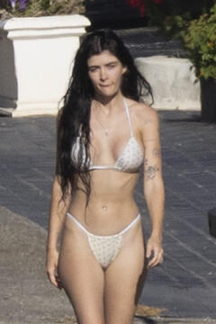 Sami Sheen in white bikini on a beach in Malibu - July 24, 202