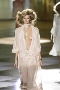 Julia Stegner tit slip at Roberto Cavalli runway