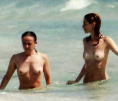 Gaia Bermani Amaral nude tits on a beach paparazzi photo