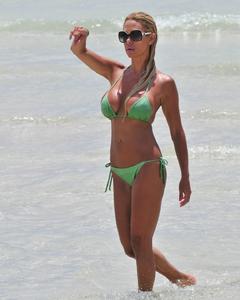 Shauna Sand sexy in green bikini