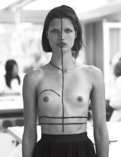 Julia van Os topless black-&-white image