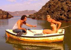 German actress Nele Kiper topless on a boat at Griechische Kusse