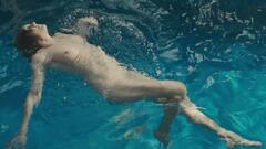 Viv Albertine nude in a water at Exhibition