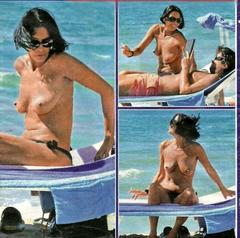 Nina Soldano topless on a beach paparazzi collage