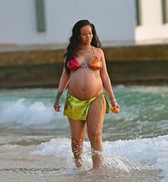 Rihanna enjoys a sunset dip in Barbados