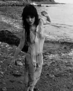 Sophie Thatcher  see through to tits black-&-white image