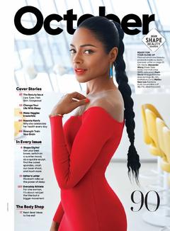 Naomie Harris in red dress for Shape Magazine, US - October 2019