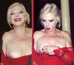 Sandra Milo boob slip paparazzi collage