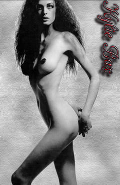 Kylie Bax posing naked black-&-white photo
