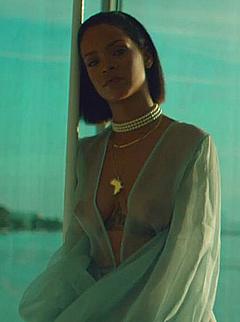 Rihanna in see through dress in Needed Me scene