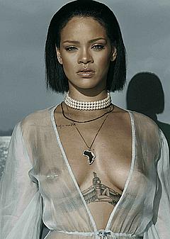 Rihanna nude tits under see through dress in Needed Me
