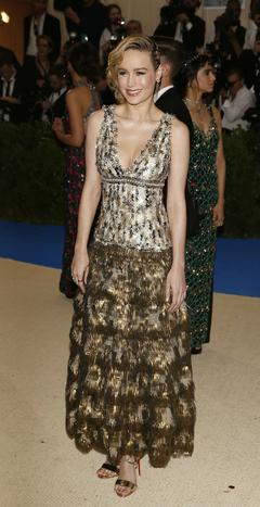 Brie Larson cleavage at 2017 MET Gala in NY