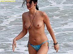 Shermine Shahrivar nude tits on a beach
