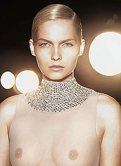 Karolin Wolter in fully transparent dress