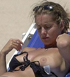 Louise Redknapp sunbathing topless