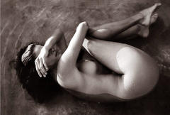 Patricia Velasquez nude in a water black-&-white photo