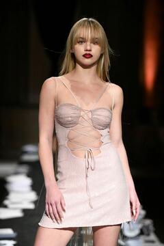Emma Brooks walks runway at Kim Shui fashion show in NYC - February 2023