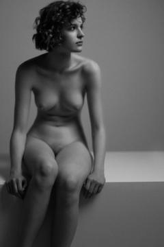 Yana Kramina nude black-&-white image