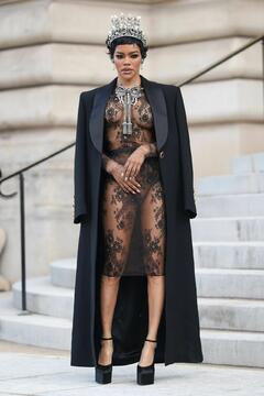 Teyana Taylor in see throug dress at the Schiaparelli Haute Couture Week Spring∕Summer 2026 at Paris Fashion Week - January 26, 2026
