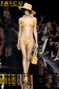 Valentina Zelyaeva in yellow bikini runway image