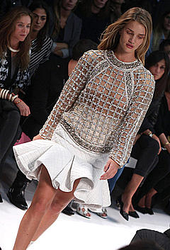 Rosie Huntington-Whiteley in see through dress runway photo