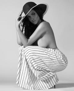 Busty Abigail Ratchford topless in a hat