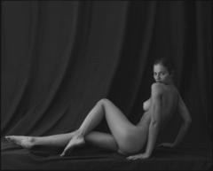 Moa Aberg fully nude black-&-white image
