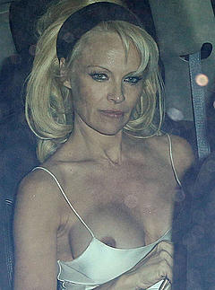 Pamela Anderson nip slip at the Chateau Marmont