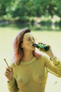 Charlene Perillat braless in see through top