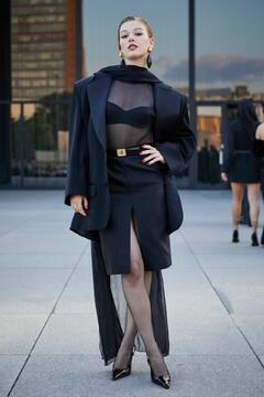 English actress Jessica Alexander at the Saint Laurent SS24 Menswear collection show in Berlin - June 2023