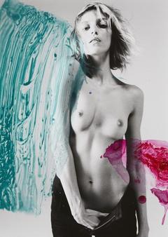 Anja Rubik topless black-&-white image