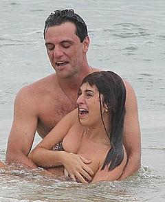 Fernanda Paes Leme seen shooting scenes for Jorge Save on the beach