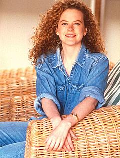 Young Nicole Kidman in denim suit