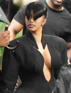 Cardi B seen arriving at Mugler fashion show in Paris - September 2024