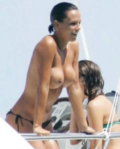 Nereida Gallardo topless on a yacht with friends