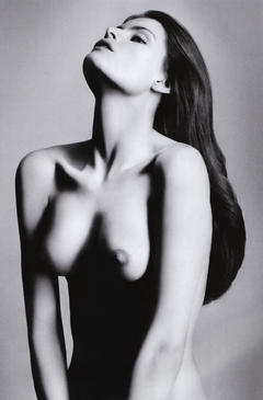 Isabeli Fontana topless black-&-white image