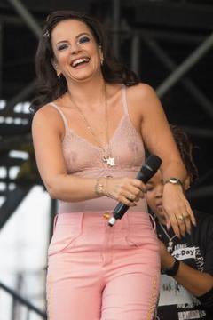 Lily Allen in see through top at 2019 Governors Ball Music Festival in New York City