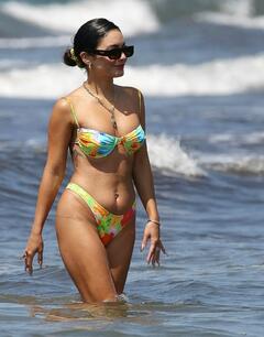 Vanessa Hudgens sexy in colorful bikini on a beach in Italy