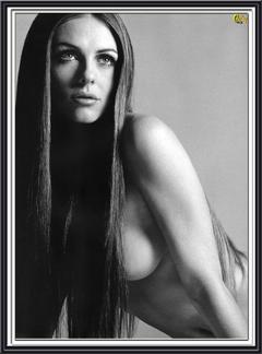 Elizabeth Hurley topless black-&-white image
