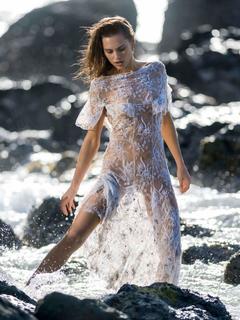 Lana Zakocela in see through dress