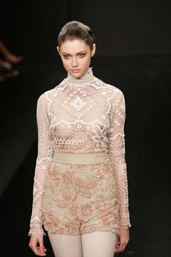 Ksenia Kahnovich braless in see through dress