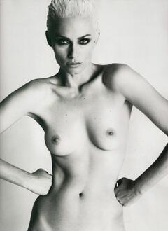 Amber Valletta nude black-&-white image