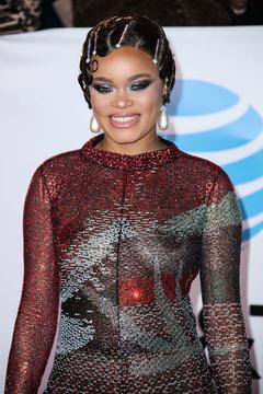 Andra Day in see through dress