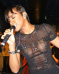 Kelly Rowland in see through top in Pure Nightclub