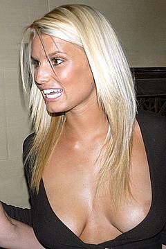 Blonde Jessica Simpson areola slip