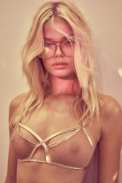 Frida Aasen in see through lingerie bra