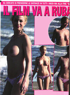 Sara Tommasi topless paparazzi collage