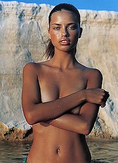 Adriana Lima topless cover her tits