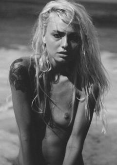 Blonde Bryden Jenkins topless black-7-white image